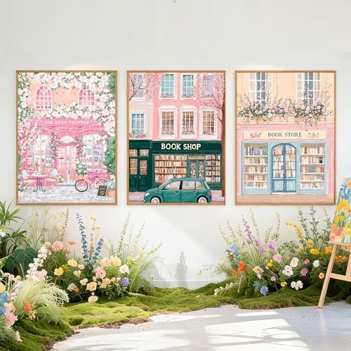 Gemozaic 3 Pack Book Store Diamond Painting Kits for Adults, 12 x 16 Inch