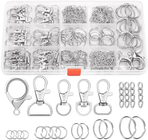 PAXCOO 300PCS Keychain Making Kit, Keychain Craft Supplies Including Key Chain Clips, Lanyard Snap Hooks, Key Rings and Jump Rings for Key Chain Making, Purse Making, Lanyard Making