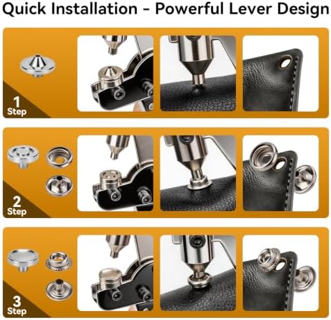 GRENTOOL Snap Fastener Tool Kit with 100 Sets 15mm Boat Cover Snaps