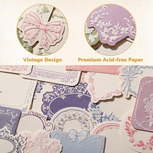 160 Pcs Vintage Scrapbook Supplies Kit, Including 120 Sheets Scrapbook Paper Pad 40 Decorative Flower Stickers, Junk Journal Accessories Scrap Book Crafting for Mixed Media Collage Card Making