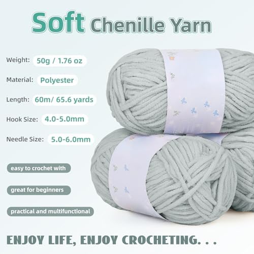 Aeelike Crochet Blanket Kit for Beginners, Easy Soft Crochet Kit, Grey