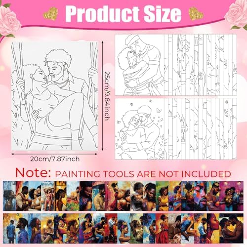 Harloon 36 Pcs 8 x 10 Inch Pre Drawn Canvas for Painting Afro Queen Pre Stretched Canvas Painting for Adults Sip and Paint Party Supplies Favor