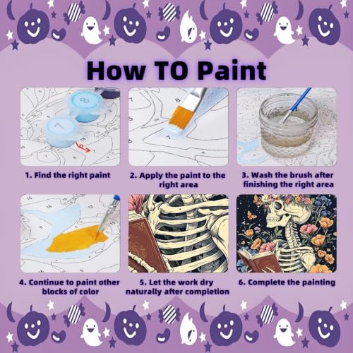 Arttoplus Halloween Paint by Numbers Kit for Adults Beginner 16x20in, Skull
