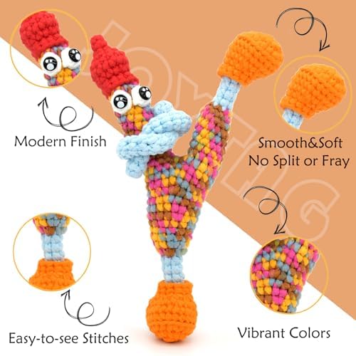 3 Pack Rainbow Beginner Crochet Yarn for Crocheting and Knitting Multicolor Cotton Crochet Yarn for Beginners with Easy-to-See Stitches Cotton-Nylon Blend Easy Yarn for Beginners(Sunrise Red)