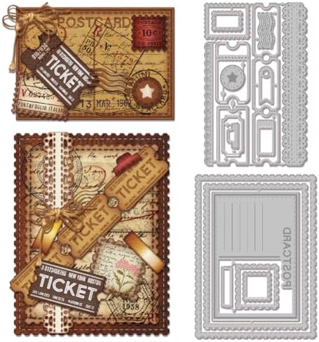 GLOBLELAND Postage Stamp Cutting Dies for Card Making Lace Postcard Ticket Cut Die for DIY Scrapbooking Journal Embossing Paper Craft Decor