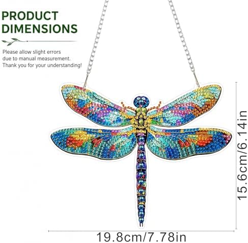 HMZephitiquc Dragonfly Hanging Diamond Art Kits for Adults, Special Shaped Crystal Diamond Painting Suncatchers, 5D Gem Art, Sun Catchers DIY Craft Kits for Gift Home Decor