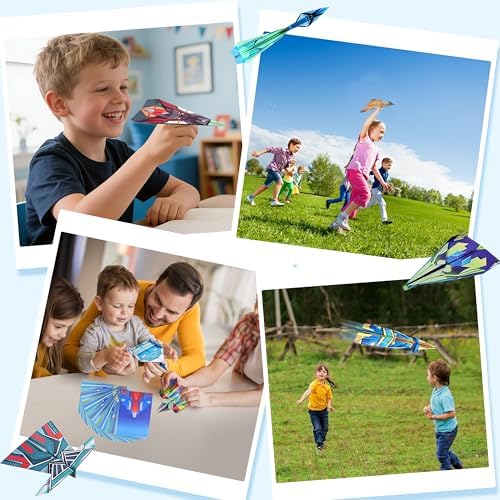 SELVERITH 36 Sheets Paper Airplane Origami Kit for Kids Ages 8-12, 12 Distinct Designs, Double Sided Colored Origami Airplane Book with Video Tutorials, Educational Crafts Gifts for Teens Kids