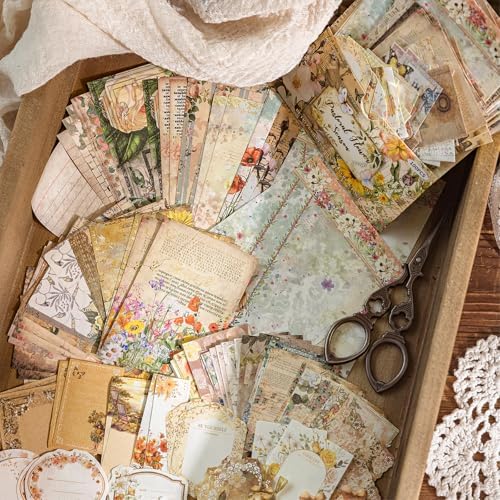 400PCS Vintage Scrapbook Paper Journaling Scrapbooking Supplies Kit Decorative Craft Paper Assorted for Bullet Junk Journals Card Making Crafts, County Post Office