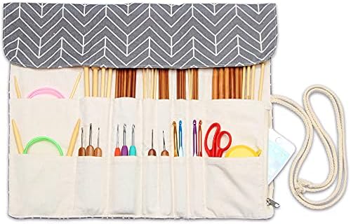 Teamoy Knitting Needle Crochet Hook Case Organizer Holder(up to 14"), Gray