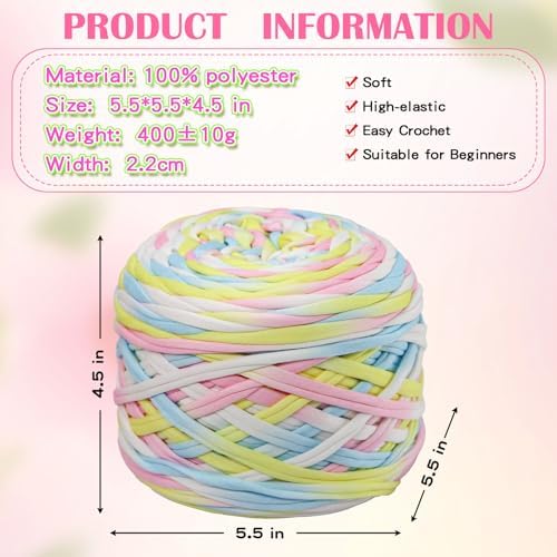 400g T-Shirt Yarn, 130 Yards Elastic Fabric Crochet DIY 31