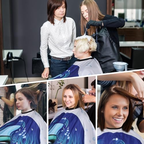 Professional Hair Cutting Cape with Neck Duster Brush, Large Size Salon Barber Cape for Men, Women and Kids (Girls)