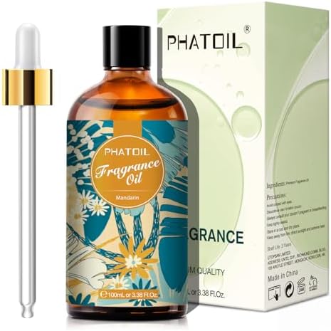 PHATOIL Mandarin Fragrance Oil for Diffuser Aromatherapy 3.38FL.OZ | Long Lasting Scented Oils For Humidifier, Air Freshener, DIY Soap Candle, Scent Project Making, Aroma Oil for Home Freshening
