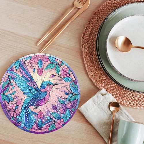 ijbnhd 8 Pcs Hummingbird Diamond Painting Coasters Kits for Adults
