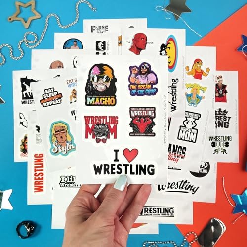 Wrestling Stickers and Decals for Water Bottles, Wrestling Birthday Party Decorations, Gifts for Wrestlers, Gifts for Women & Men