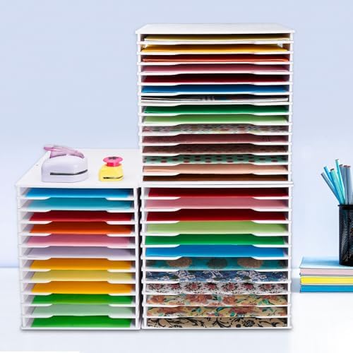 SANFURNEY 15 Slots Scrapbook Paper Organizer for Sizes 12" x 12"