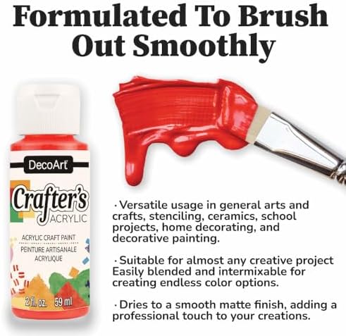 DecoArt Crafter’s Acrylic Fall Colors Paint Set, 18 (2 fl oz/59 ml) Assorted Matte Finish Colors, DIY Arts And Crafts Acrylic Paint, 36 Fl Oz(Pack of 1)