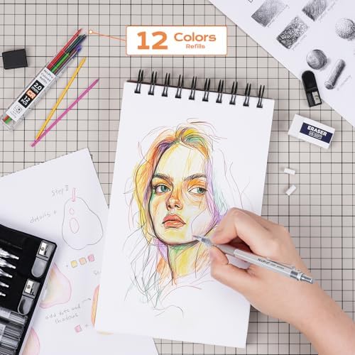 Nicpro 22PCS Metal Mechanical Pencil Set in Case for Drawing Writing