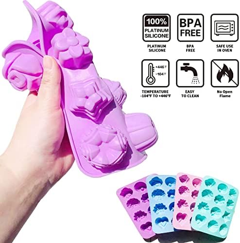 4 Pcs Flower Silicone Soap Molds-Soap Molds for Soap Making | 12 Cavities Flower Silicone Soap Mold,Silicone Molds for Soap Bath Bombs Shower Steamer Lotion Bars Chocolate Candy
