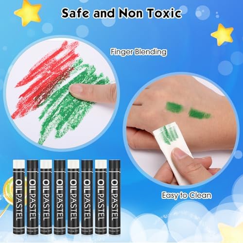 Nezyo 72 Pieces Black and White Soft Oil Pastels Bulk Artists Oil Crayons