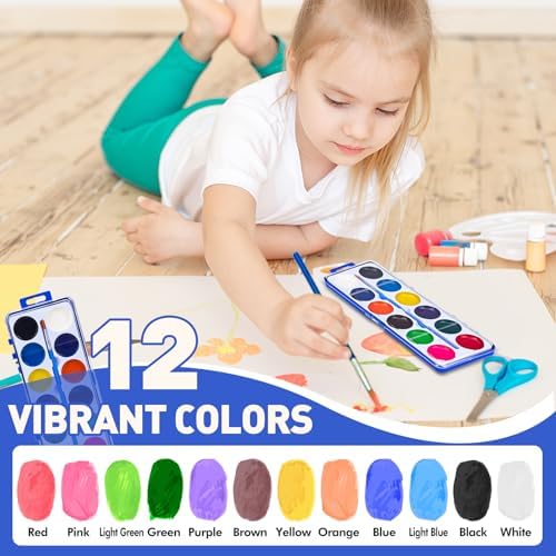 FUMILE 3 Pack Watercolor Paint Set, Washable Non-Toxic Water Colors for Kid