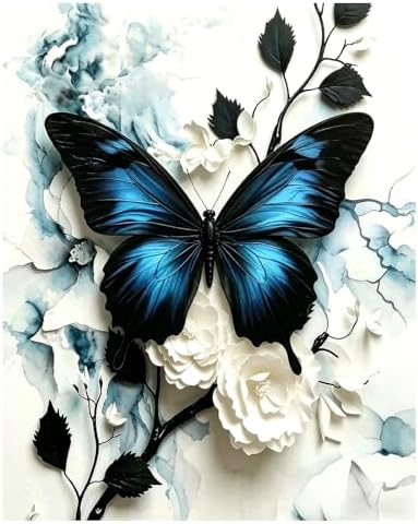 xcemhil Butterfly Paint by Numbers Kit for Adults Beginner, Butterfly Acrylic Paint by Number Kits Suitable for Home Wall Art Decor Gifts 16x20 Inch