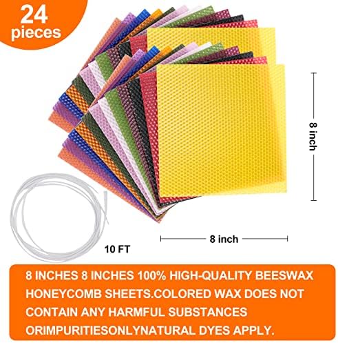 Thleunei Beeswax Sheets for Candle Making - Beeswax Candle Making Kit for Kids-Christmas Candle Making Kit for Adults-Candle Rolling Kit DIY Candle Maker - Candle Starter Kit Beeswax Candle Kit