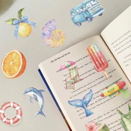 50 PCS Watercolor Fruit Stickers for Teens Adults, Cute Coquette Vinyl Decals for Scrapbooking Journal,Laptop, DIY, Laptop, Skateboard,Luggage Water Bottle Travel Case Decal Gift