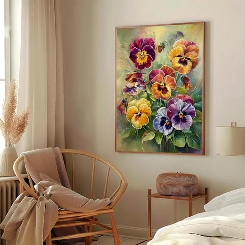 AIBOERL Paint by Numbers Kit for Adults Beginner, Pansies, 12X16In