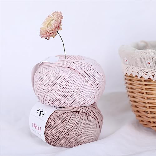 Fine Weight Knitted and Crocheted Cotton Yarn, 100% Long Staple Cotton Yarn, Baby Sports, 2 Packages of 100g/3.52oz (Per Skein 50g/162yards) - Purple Pink