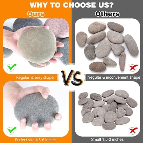 River Rocks for Painting 12 Pcs Extra Large 4.5"-6" Inch Flat Smooth Painting Stones Craft Rock to Paint for Kids Crafts Painting Bulk