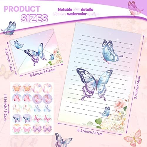 TaoBary 160 Pcs Watercolor Butterfly Stationery Paper and Envelopes Set