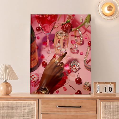 Pink girl Cocktail Dice Diamond Art Kits for Adults Diamond Painting Kits