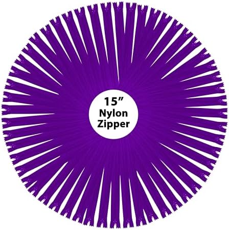 Mandala Crafts 80 PCs Purple Closed-End 15 Inches Nylon Zippers for Sewing