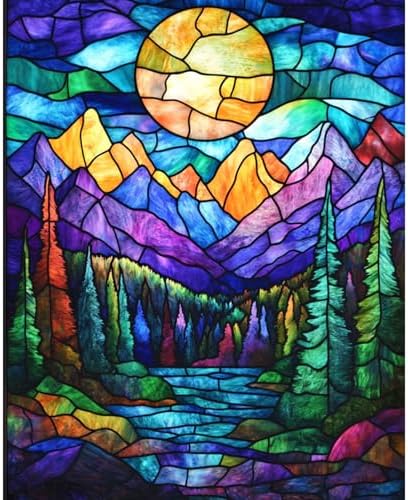 obterie Mountains Paint by Numbers Kit for Adults Beginner Sun Oil Painting Kit Adult Paint by Number Kits on Canvas DIY Painting for Beginners Art by Numbers for Gifts Home Wall Decor 16x20 Inch