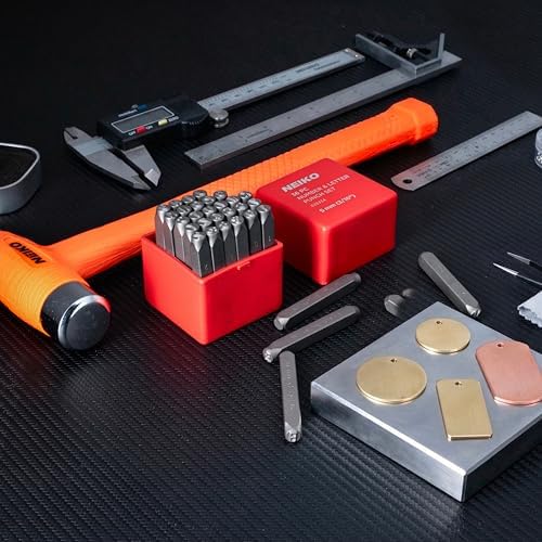 NEIKO 02633A Number and Letter Punch Set with Heat-Treated Steel Punches, Imprinting & Arts and Crafts, 3/16" (5 MM) Shaft, 36 Pc Stamp Set, Uppercase Letter & Number Punch Set (A-Z / 0-8 / "&")