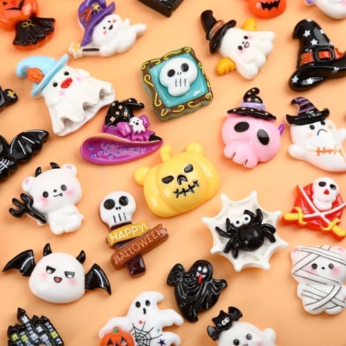 60Pcs Halloween Resin Charms Flatback Spooky Slime for DIY Crafts