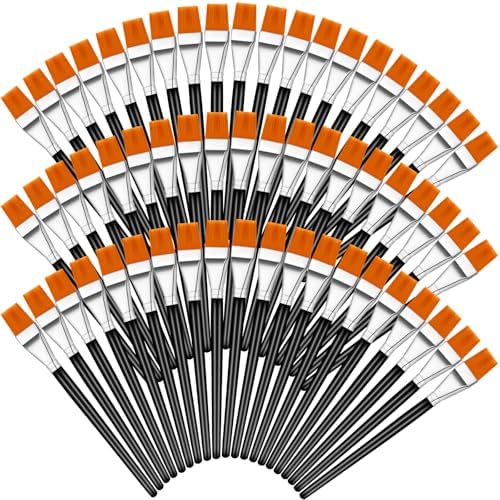 Crtiin 60 Bulk 1 Inch Flat Paint Brushes for Acrylic Painting Large(Black)