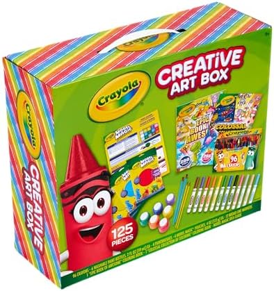 Crayola Art Set for Kids (125pcs), Art Supplies Kit with Giant Coloring Books, Washable Paints, Markers & Storage Box, Gift for Kids, Ages 5+ [Amazon Exclusive]