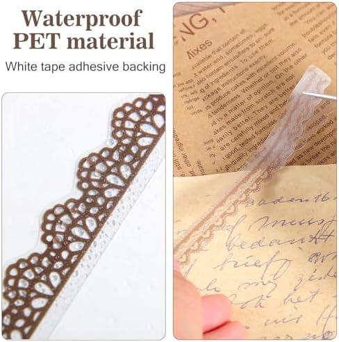 40 PCS Transparent Lace Stickers Scrapbooking, Vintage EPE Lace Stickers with 5 Styles for Card Making Supplies Notebook DIY Craft Photo Frame Journal Laptops Letter, Brown