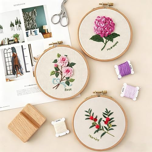 3 Pack Beginner Embroidery Kit for Adults with Tools & Instruction