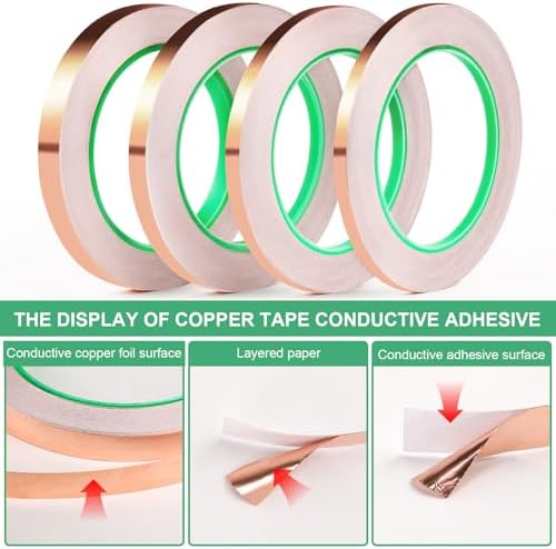 LOVIMAG Copper Tape 4 Sizes (0.2/0.24/0.3/0.4Inch) x82.5FT HVAC Foil Strips