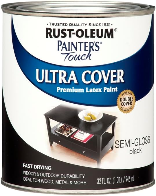 Rust-Oleum Painter's Touch Latex Brush-On Paint, Semi-Gloss Black