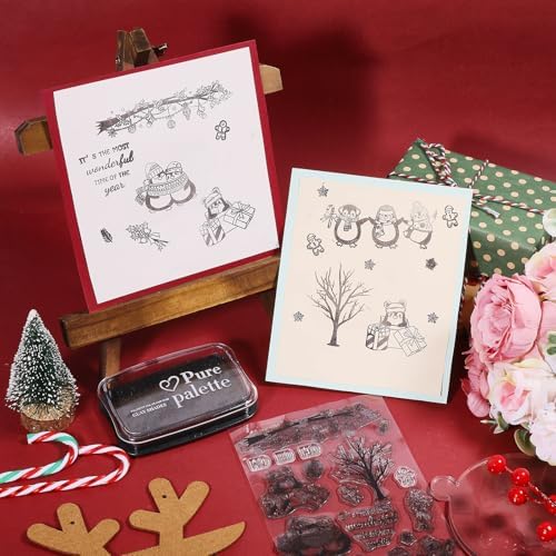 GLOBLELAND Christmas Penguins Silicone Clear Stamps with Gingerbread Man Shape for Card Making DIY Scrapbooking Photo Album Decoration Paper Craft