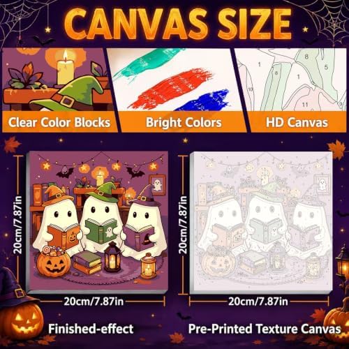 Mandun Halloween Ghost Paint by Numbers Kit for Kids, 8x8 inch