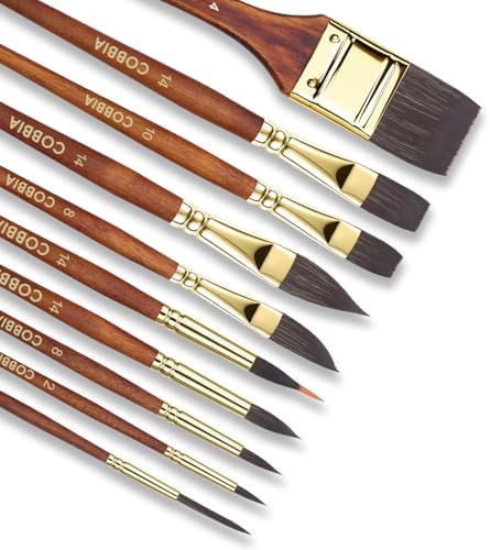 Art Paint Brush Kit, 10 Pieces Paint Brushes for Acrylic Painting with case, Nylon Hair Brushes for Oil, Watercolor, Gouache, Art Supplies