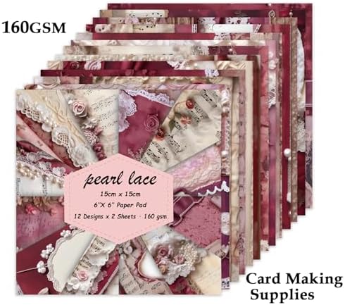 Scrapbook Paper, 24 Sheets 6"×6" 160gsm Single-Sided Patterned Cardstock