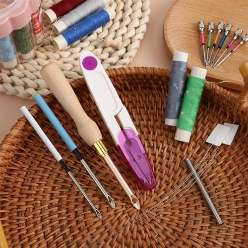 AUGSUN 13Pcs Punch Needle Kit for Craft Beginner Punch Embroidery Kit