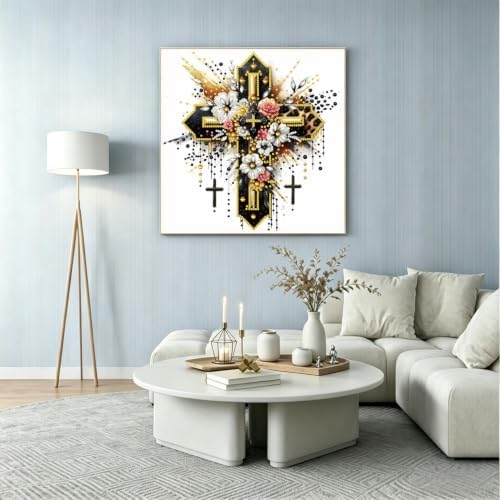 Cross Special Shape Diamond Painting for Adults Beginner,Dot Art 12 x 16 In