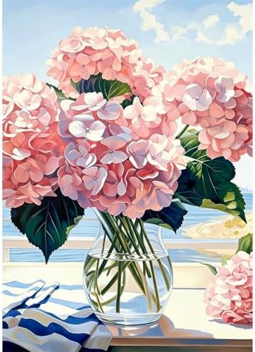 VeGuude Diamond Art Kits for Adults, Full Drill Hydrangea Flowers Diamond Painting Kits for Beginners, DIY Full Rhinestone 5D Diamond dots (Gemstone Craft), Home Wall Decoration (12x16 inch)