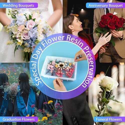 KISREL Large Rectangular Resin Molds, Epoxy Resin Casting Deep Silicone Mold, Large Molds for Flower Preservation, Deep Pour Molds for Furniture Decoration, DIY Wedding Bouquets, Valentine's Day Gifts